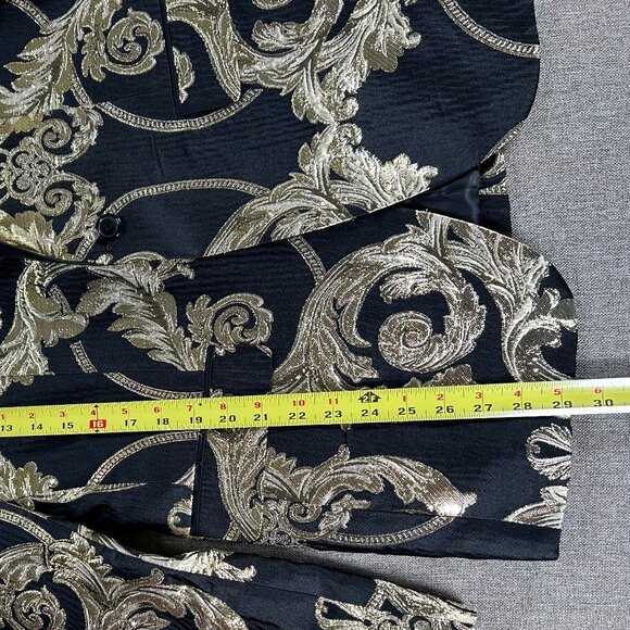 Cielo Single Breasted Blazer Tuxedo Jacket Men's 40R Black Gold Floral NWT - Picture 11 of 13
